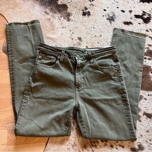 AG Adriano Goldschmied The Isabelle High Rise Straight Crop Green Jeans Size 28‎